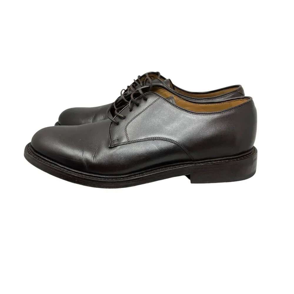 J.Crew Ludlow Mens 9.5 Brown Leather Derby Shoes Old Money Wedding Euro Summer
